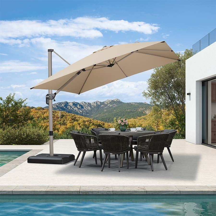 PURPLE LEAF Deluxe - Sombrilla de Aluminio Rectangular para Exterior, Elegante, Resistente al Viento y Ajustable