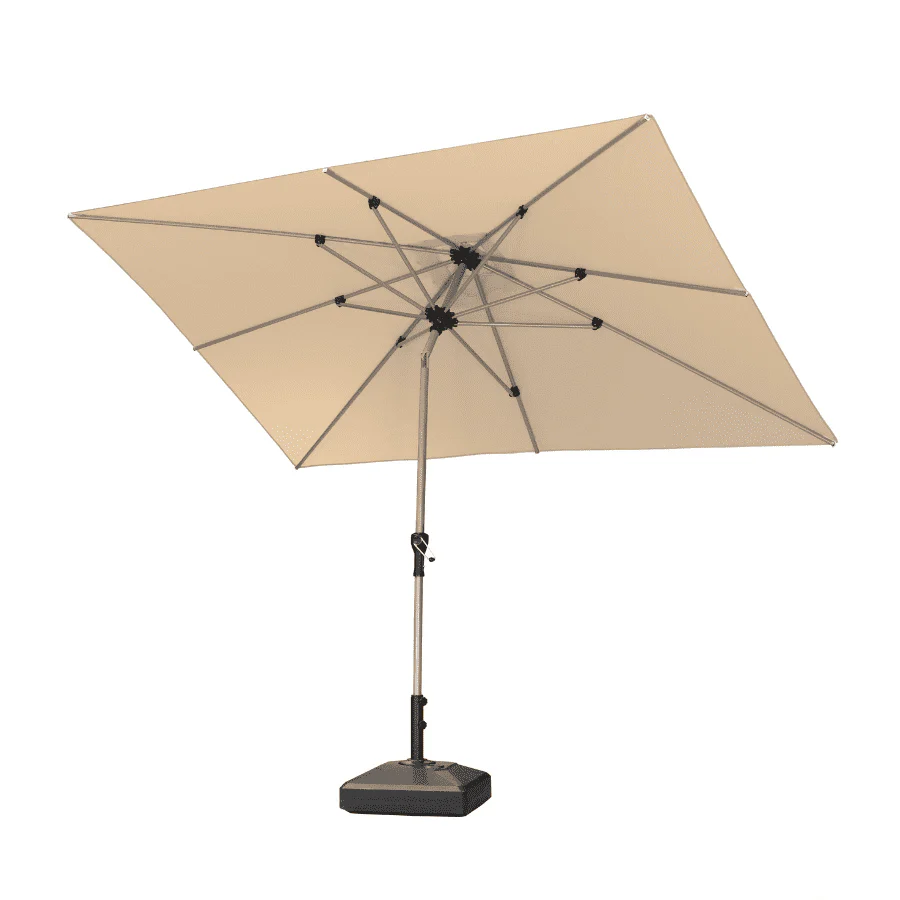 PURPLE LEAF Sombrilla de Aluminio Impermeable con Inclinación de 30°, Parasol de Mesa y Terraza con Mástil Central, Sombrilla de Mercado para Jardín y Balcón