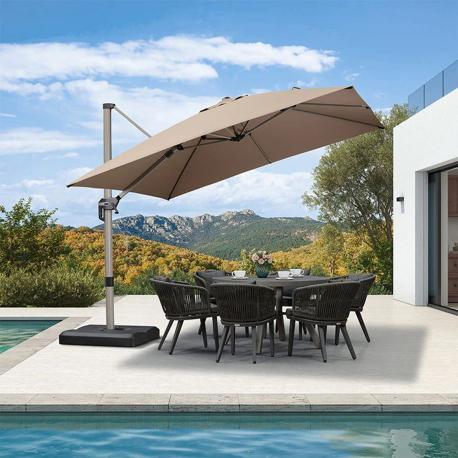 PURPLE LEAF Deluxe - Sombrilla de Aluminio Rectangular para Exterior, Elegante, Resistente al Viento y Ajustable
