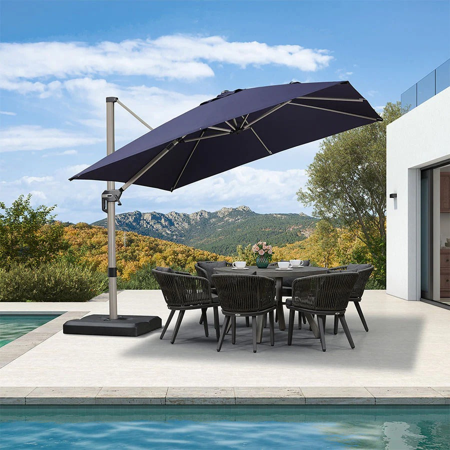 PURPLE LEAF Deluxe - Sombrilla de Aluminio Rectangular para Exterior, Elegante, Resistente al Viento y Ajustable
