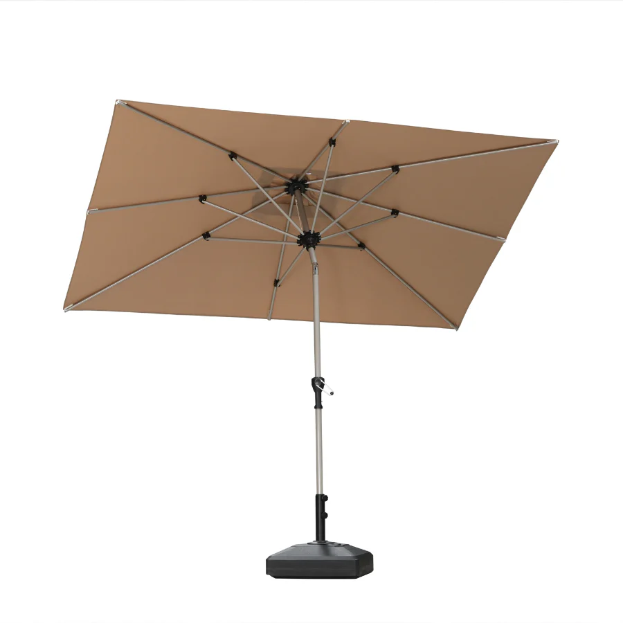 PURPLE LEAF Sombrilla de Aluminio Impermeable con Inclinación de 30°, Parasol de Mesa y Terraza con Mástil Central, Sombrilla de Mercado para Jardín y Balcón