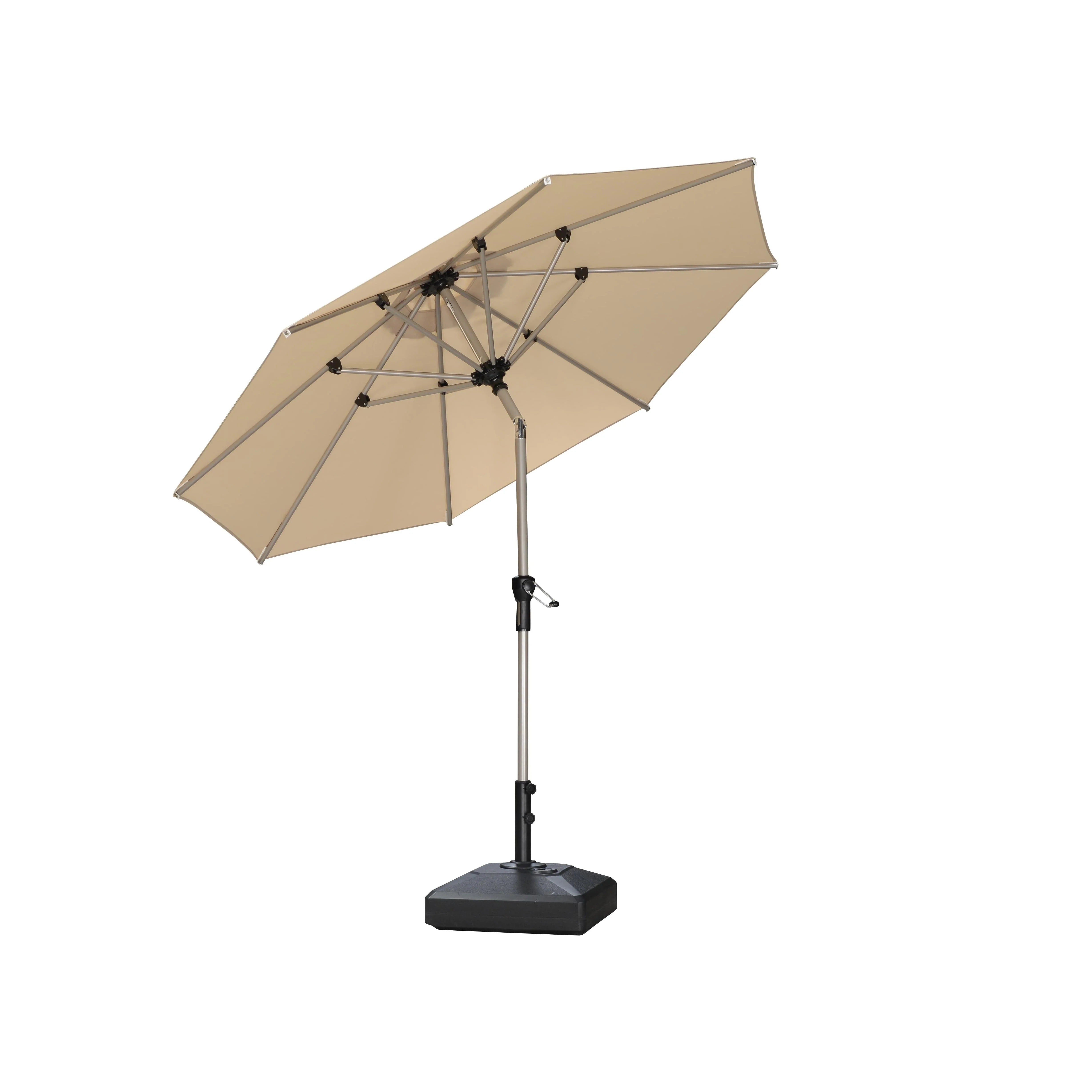 PURPLE LEAF Sombrilla de Aluminio Impermeable con Inclinación de 30°, Parasol de Mesa y Terraza con Mástil Central, Sombrilla de Mercado para Jardín y Balcón