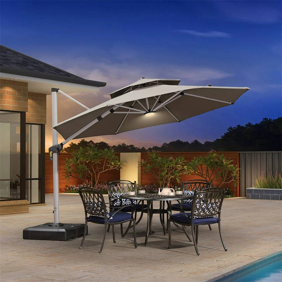 PURPLE LEAF Luz LED para Sombrilla con Control Remoto, 12 Colores y Brillo Regulable para Uso Exterior