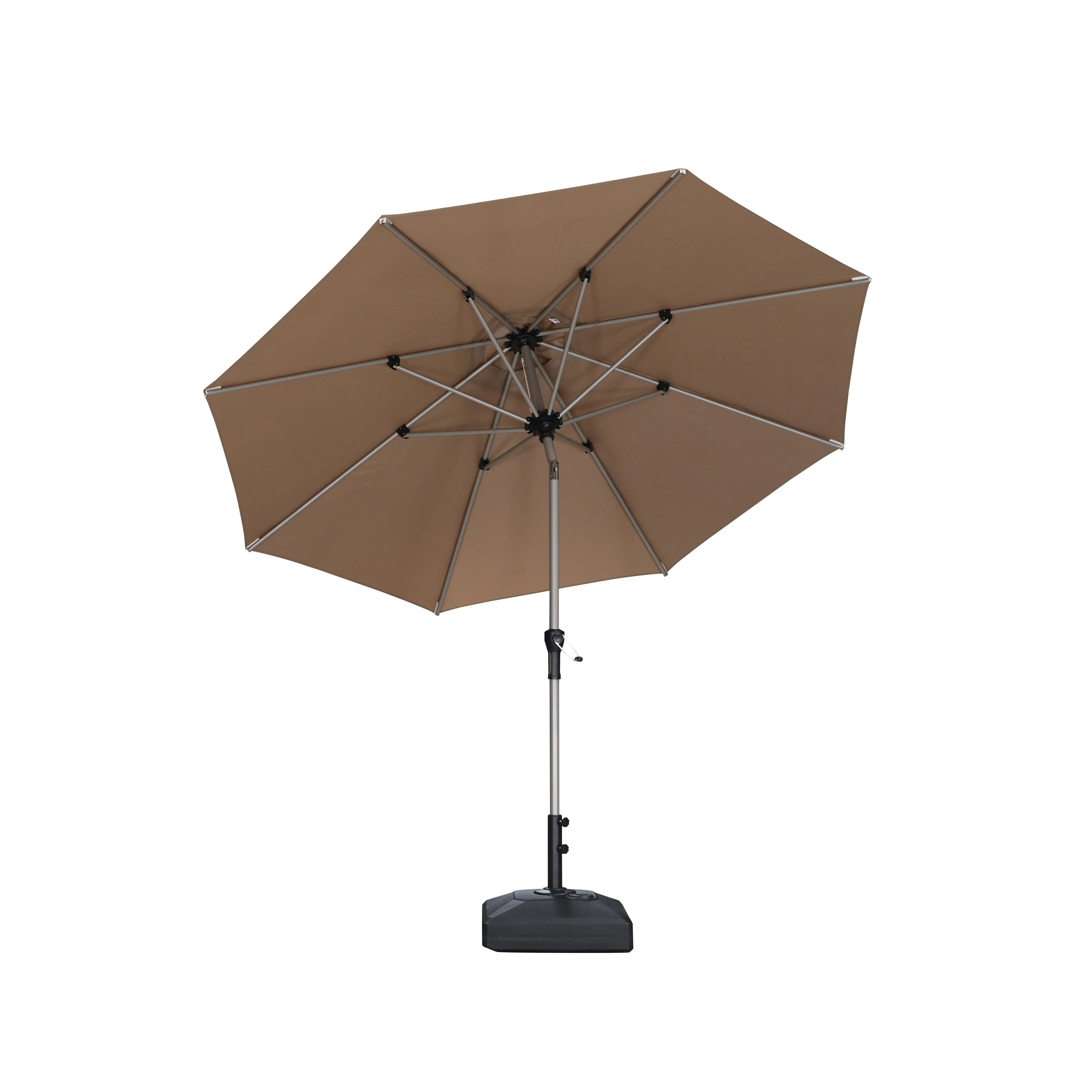 PURPLE LEAF Sombrilla de Aluminio Impermeable con Inclinación de 30°, Parasol de Mesa y Terraza con Mástil Central, Sombrilla de Mercado para Jardín y Balcón
