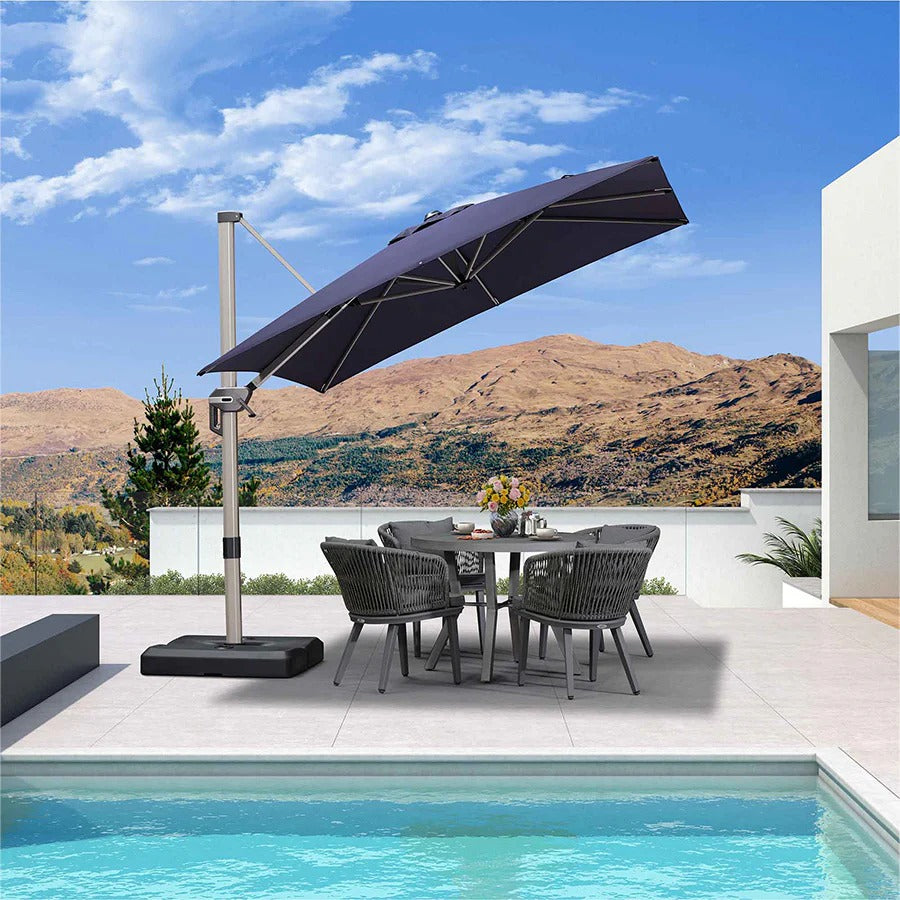 PURPLE LEAF Deluxe - Sombrilla de Aluminio Rectangular para Exterior, Elegante, Resistente al Viento y Ajustable