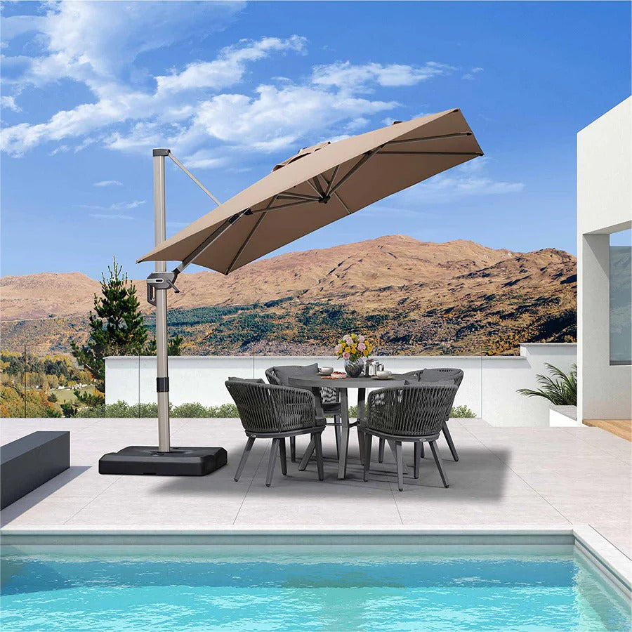 PURPLE LEAF Deluxe - Sombrilla de Aluminio Rectangular para Exterior, Elegante, Resistente al Viento y Ajustable