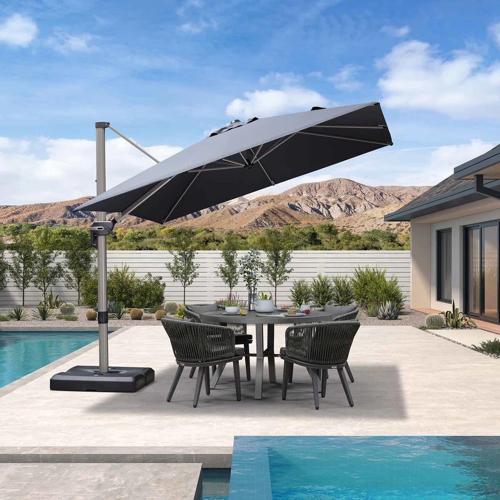 PURPLE LEAF Deluxe - Sombrilla de Aluminio Rectangular para Exterior, Elegante, Resistente al Viento y Ajustable