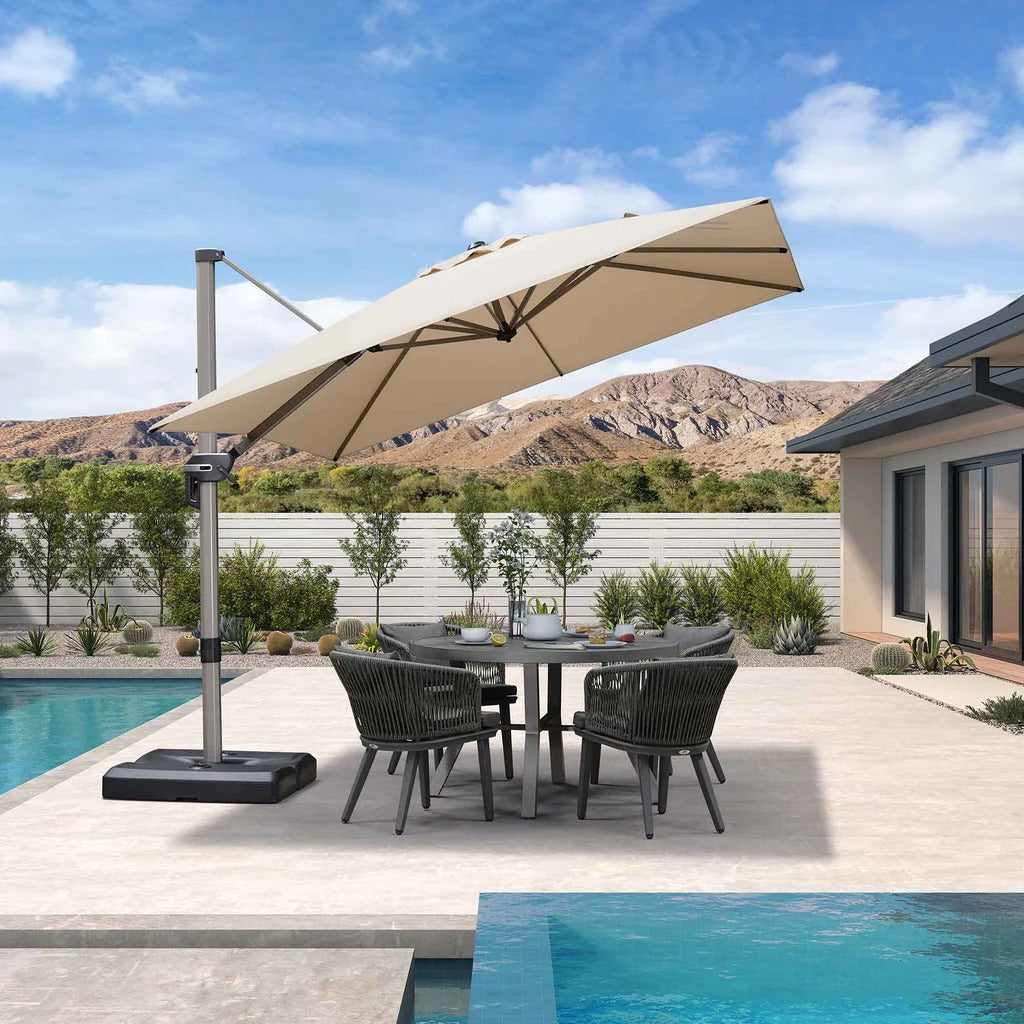 PURPLE LEAF Deluxe - Sombrilla de Aluminio Rectangular para Exterior, Elegante, Resistente al Viento y Ajustable