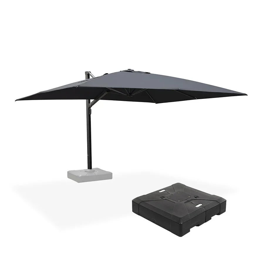 PURPLE LEAF Sombrilla Exterior Extra Grande con Base, Parasol Colgante de Aluminio de Alta Resistencia al Viento, Set Completo para Terraza, Jardín y Hostelería