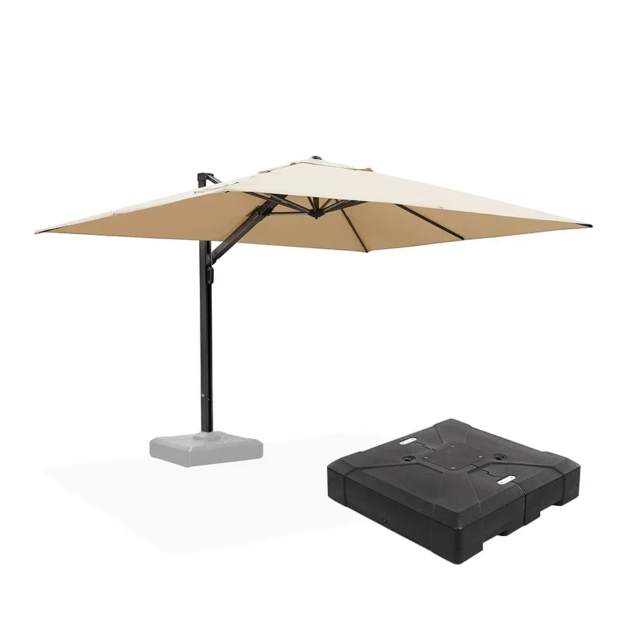 PURPLE LEAF Sombrilla Exterior Extra Grande con Base, Parasol Colgante de Aluminio de Alta Resistencia al Viento, Set Completo para Terraza, Jardín y Hostelería