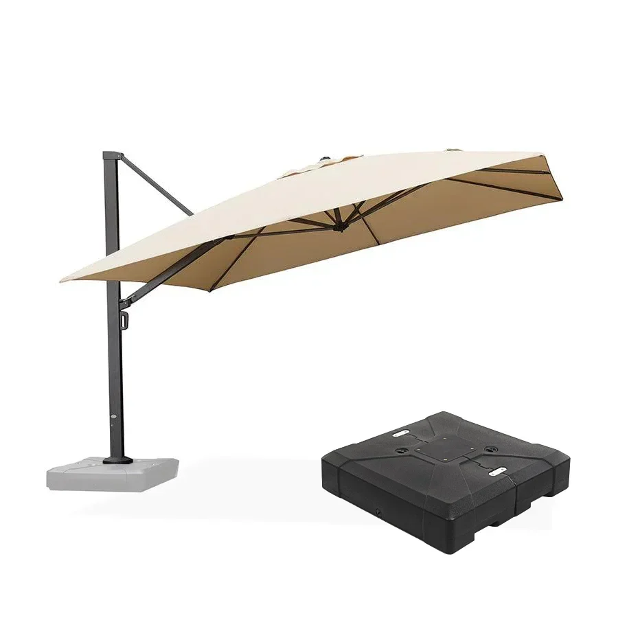 PURPLE LEAF Sombrilla Exterior Extra Grande con Base, Parasol Colgante de Aluminio de Alta Resistencia al Viento, Set Completo para Terraza, Jardín y Hostelería