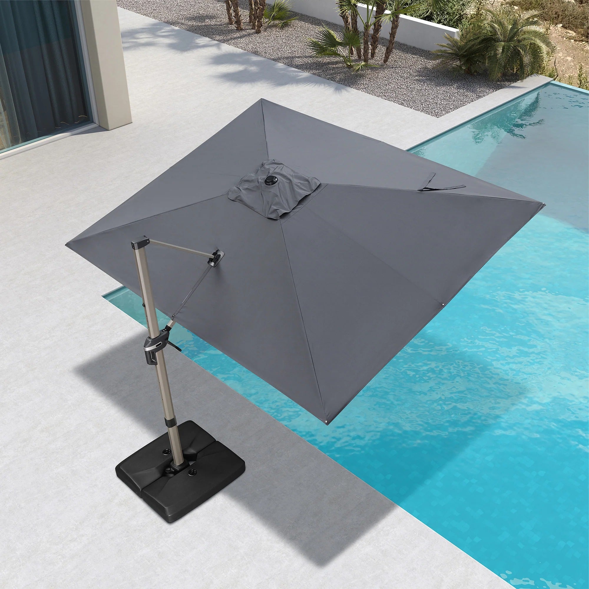 PURPLE LEAF Deluxe - Sombrilla de Aluminio Rectangular para Exterior, Elegante, Resistente al Viento y Ajustable