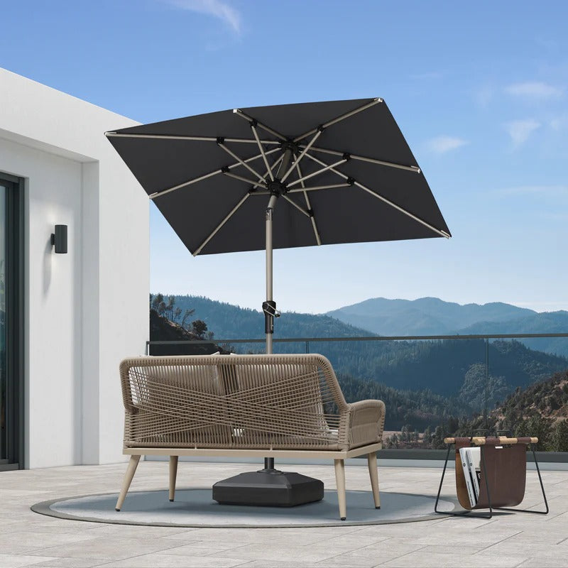 PURPLE LEAF Sombrilla de Aluminio Impermeable con Inclinación de 30°, Parasol de Mesa y Terraza con Mástil Central, Sombrilla de Mercado para Jardín y Balcón