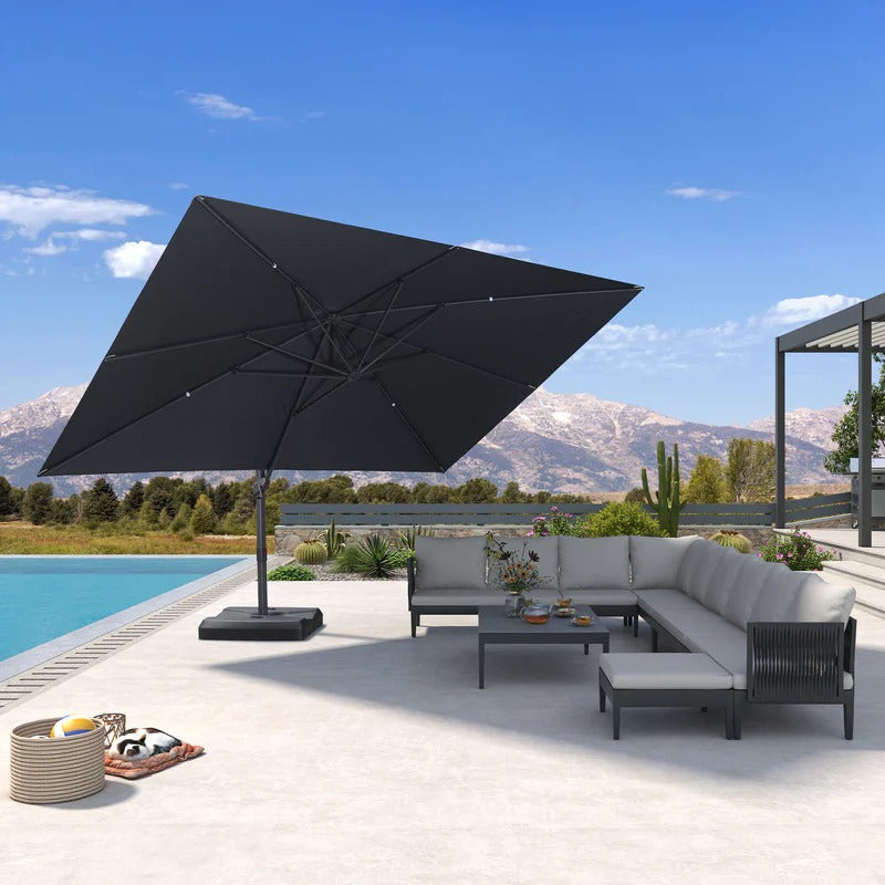 PURPLE LEAF Sombrilla Excéntrica Reclinable con Inclinación Ajustable para Jardín y Terraza