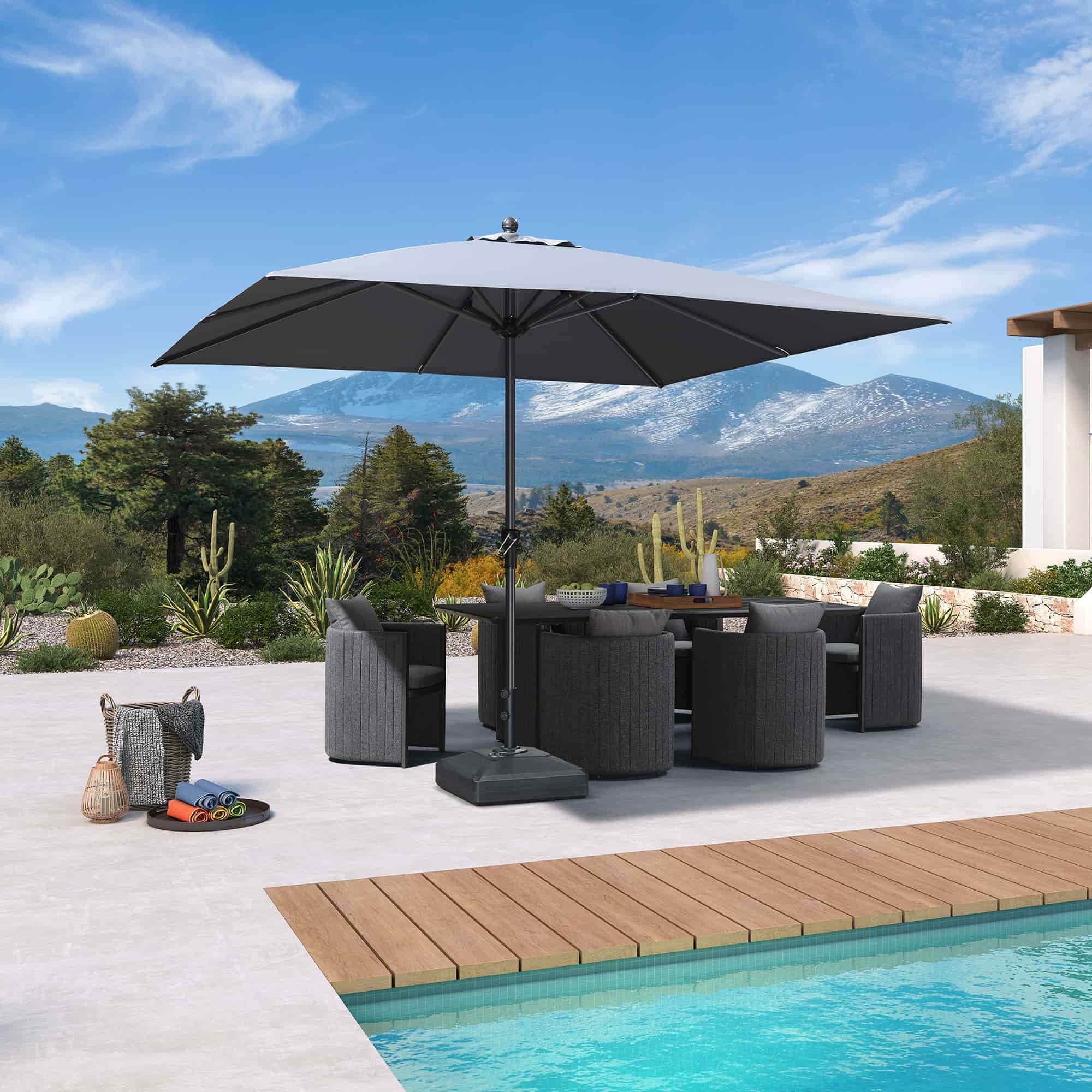 PURPLE LEAF Sombrilla de Aluminio para Jardín, Terraza y Uso Comercial – Resistente Sombrilla de Exterior