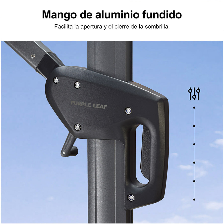 PURPLE LEAF Sombrilla Colgante con Base para Jardín y Terraza – Set Completo a Precio Asequible