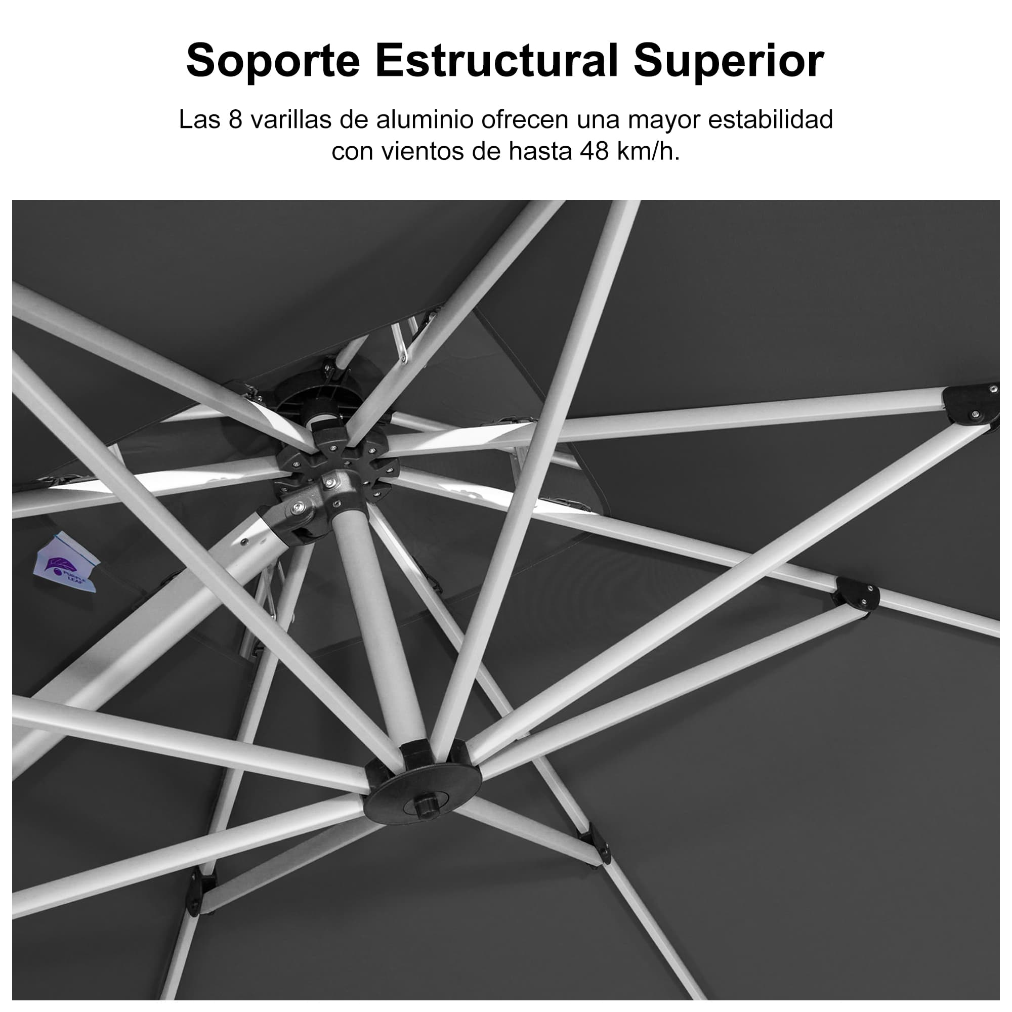 PURPLE LEAF Sombrilla Cuadrada Clásica con Doble Techo y Rotación de 360° para Patio