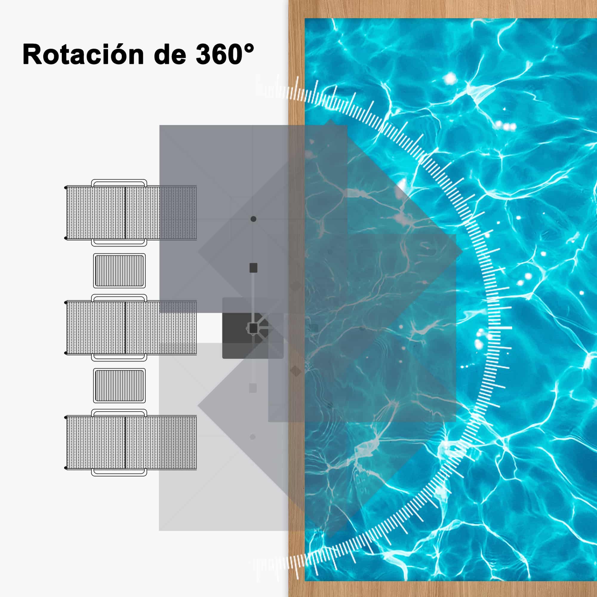PURPLE LEAF Sombrilla Cuadrada Clásica con Doble Techo y Rotación de 360° para Patio