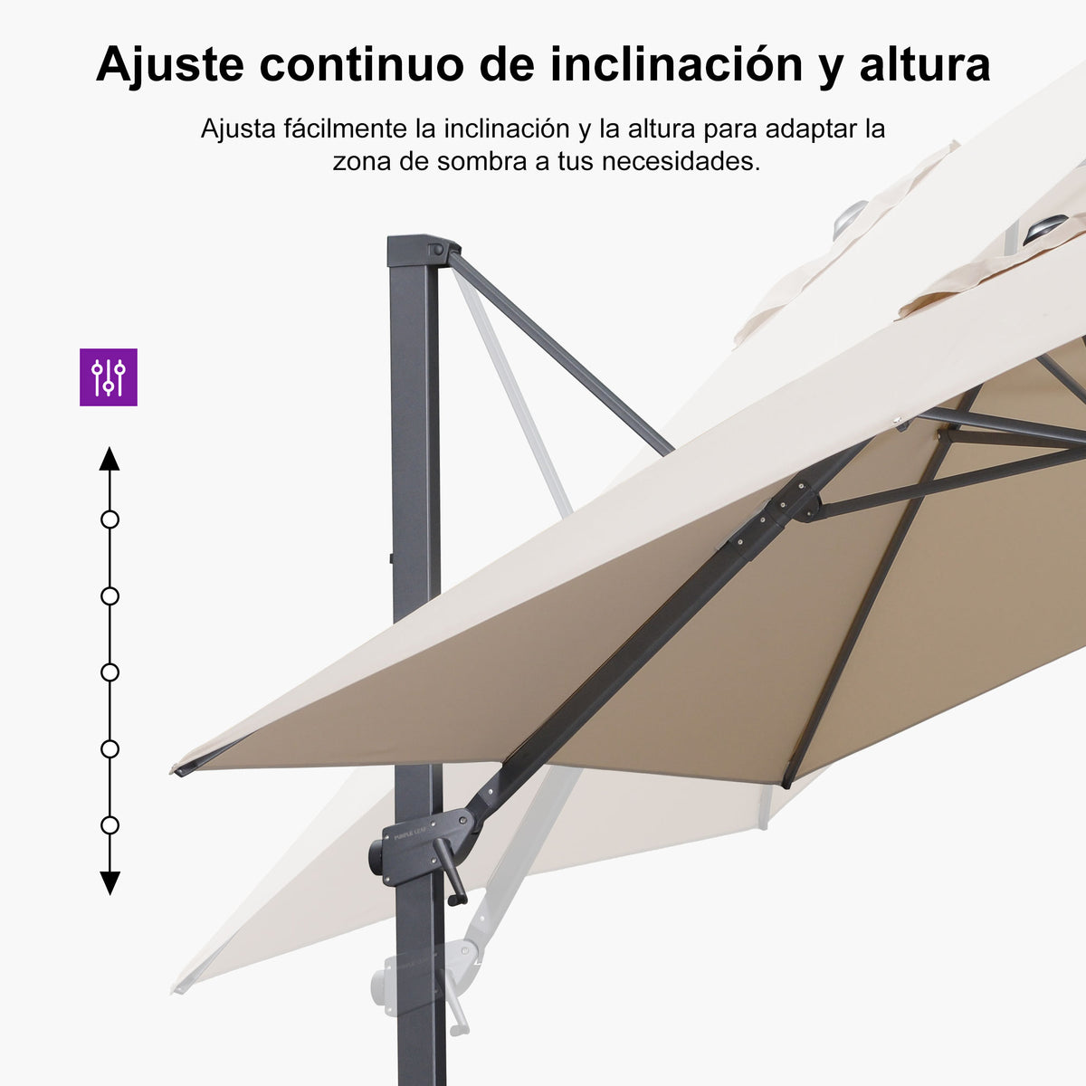 PURPLE LEAF Sombrilla Excéntrica Reclinable con Inclinación Ajustable para Jardín y Terraza