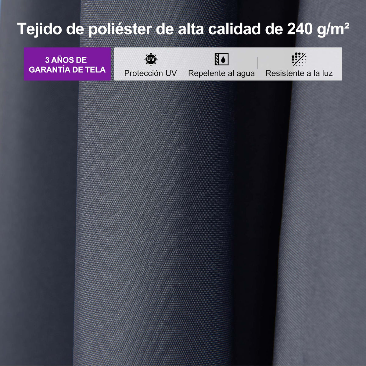 PURPLE LEAF Sombrilla Excéntrica Reclinable con Inclinación Ajustable para Jardín y Terraza
